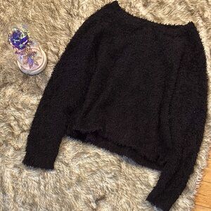 Divided Fuzzy Artsy Goth Material Black Warm Fall Sweater Women’s Size L Large